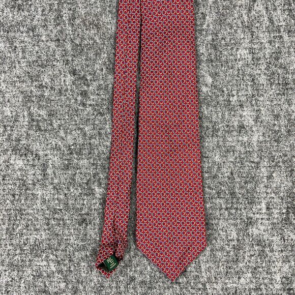 Lauren Ralph Lauren Tie Mens 53" Red Vintage USA‎ made Hand Finished 100% Silk - Picture 1 of 10